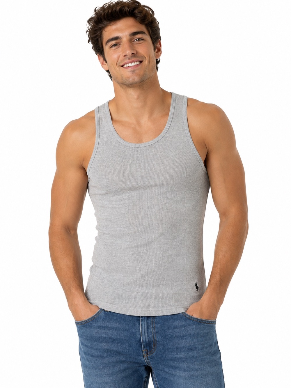 Polo Ralph Lauren Grey Ribbed Sleeveless Tank Top
